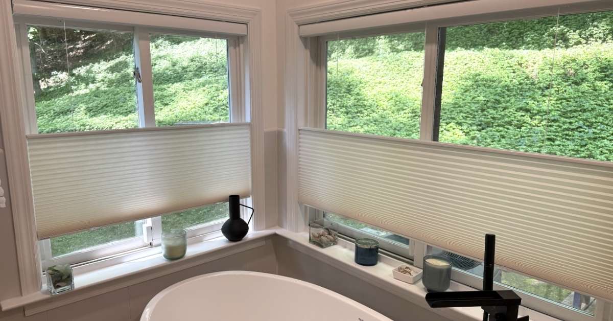 Top Down Bottom Up Norman Cellular Shades in an Armonk Bedroom Needing Privacy